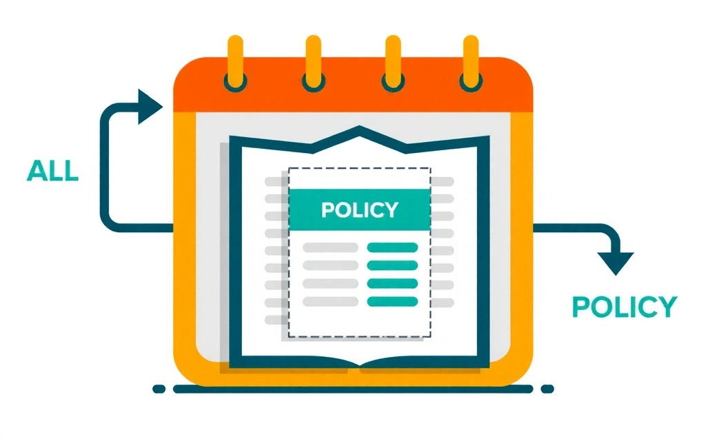 Illustration eines Kalenders, der eine aktualisierte Richtlinie anzeigt